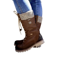 Damen Winterstiefel in mittlerer Schafthöhe mit Schnürung in Braun