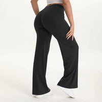 Damen Yoga-Hose mit hohem Bund und weitem Bein in Blaubeere