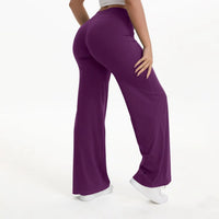 Damen Yoga-Hose mit hohem Bund und weitem Bein in Traubenlila