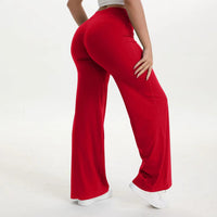 Damen Yoga-Hose mit hohem Bund und weitem Bein in Weihnachtsrot