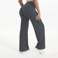 Damen Yoga-Hose mit hohem Bund und weitem Bein in Meteoritengrau
