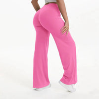Damen Yoga-Hose mit hohem Bund und weitem Bein in Blühende Rosen