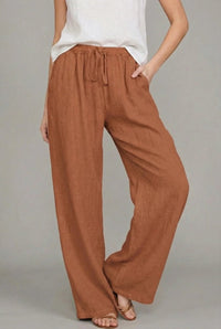 Damenhose mit weitem Bein und Kordelzug in Orange