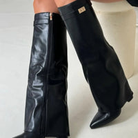 Damenstiefel Spitz Zulaufende Wade in Schwarzes 2