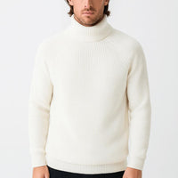 David | Herren Gerippter Warmer Rollkragenpullover in Weiß