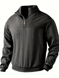 Roman | Eleganter Vintage-Pullover mit Reißverschluss in Schwarz