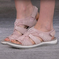 Heidi - Damen Sandalen mit Klettverschluss und Mesh-Einsätzen in Rosa