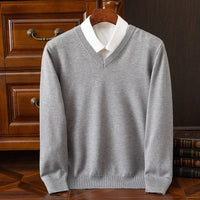 Finn | Klassischer V-Neck Kaschmir Pullover Herren in Grau