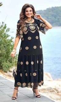 Dionne | Elegantes Mesh-Sommerkleid in Schwarz