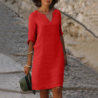 Adele | Bequemes V-Ausschnitt Kleid in Rot