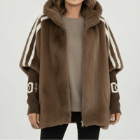Alessandra | Weiche Jacke mit Kapuze und Reißverschluss in Braun