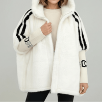 Alessandra | Weiche Jacke mit Kapuze und Reißverschluss in Weiß