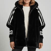 Alessandra | Weiche Jacke mit Kapuze und Reißverschluss in Schwarz