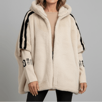 Alessandra | Weiche Jacke mit Kapuze und Reißverschluss in Beige