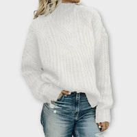 Sophie | Gemütlicher Strickpullover lässig und modern in Weiß