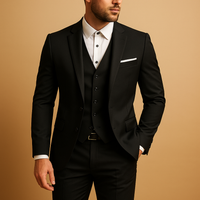 Herren Dreiteiliges Anzug Set | Gerade Schnittführung für formelle Anlässe in Schwarz