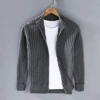 Ruben™ | Lässige Zip-Up Strickjacke in Dunkelgrau