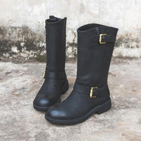 Ophelia | Schnalle Blockabsatz Stiefel in Schwarz