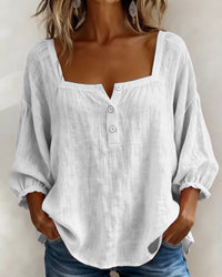 Zoe | Elegante Bluse Damen Eckiger Stil in Weiß