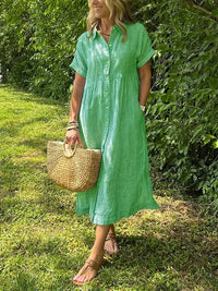 Helga | Komfortables Maxi-Hemdkleid mit weichem Griff in Grün