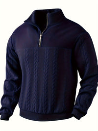 Roman | Eleganter Vintage-Pullover mit Reißverschluss in Blau