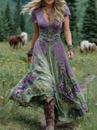 Anna | Maxikleid Damen bunt stilvoll und modisch in Lila
