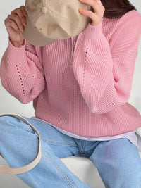Wencke | Eleganter Damenpullover mit Gefaltetem Kragen in Rosa