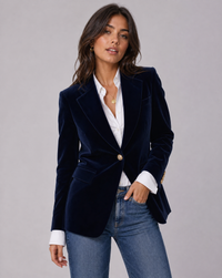 Elena | Blazer mit Knöpfen und Taschen in Dunkelblau