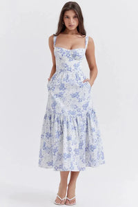 Elia | Midi Kleid in Blau