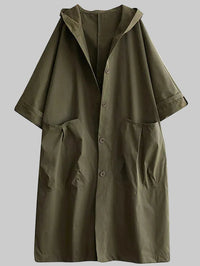 Ella | Damen Langer Wasserdichter Kapuze Trenchcoat in Grün
