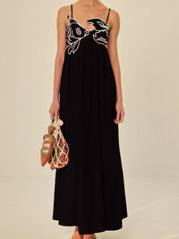 Dove | Spaghettiträger Etui Maxikleid in Schwarz