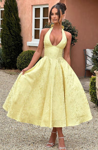 Esmeralda | Elegantes Midikleid in Gelb