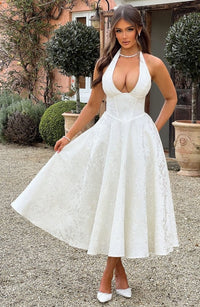 Esmeralda | Elegantes Midikleid in Weiß