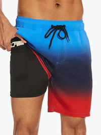 Herren-Badeshorts mit Kompressions- und schnell trocknendem Stoff in Schein des Sonnenuntergangs