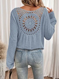 Sacha | Elegantes Waffel-V-Ausschnitt-Shirt in Himmelblau