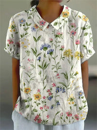 Hannah | Damen Blumenmuster Durchgeknöpftes Hemd – Blumenhemd Damen Sommer 2026 in Weiß mit Blumen
