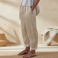 Damen Gefaltete Hosen Stylische Hose Faltensaum in Beige