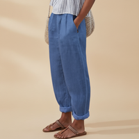 Damen Gefaltete Hosen Stylische Hose Faltensaum in Blau