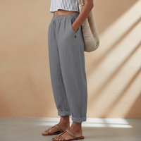 Damen Gefaltete Hosen Stylische Hose Faltensaum in Grau
