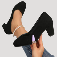 Giselle | Damen Blockabsatz Pumps mit rundem Zehenbereich in Schwarz