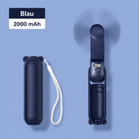 Handventilator Tragbar Akku Faltbar USB Laden Kühlung in Blau