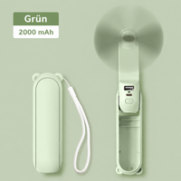 Handventilator Tragbar Akku Faltbar USB Laden Kühlung in Grün