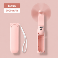 Handventilator Tragbar Akku Faltbar USB Laden Kühlung in Rosa