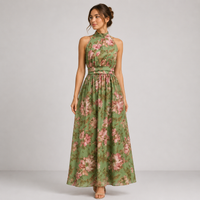 Hanne | Florales Fließendes Maxikleid in Grün
