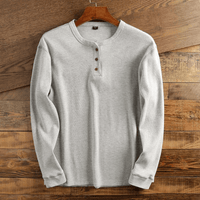 Torsten | Herren Casual Waffelstrick Henleyshirt in Hellgrau