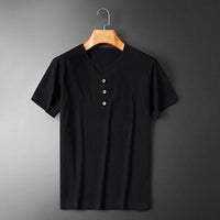 Gio – Leicht und elegant Sommer-T-Shirt aus weichem Stoff und leichter Sommerwebung in Schwarz