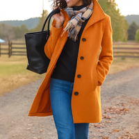 Heritage-Mantel für Damen mit Knopfverschluss in Orange