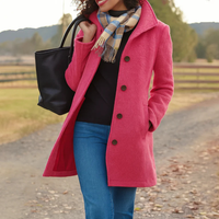 Heritage-Mantel für Damen mit Knopfverschluss in Rosa