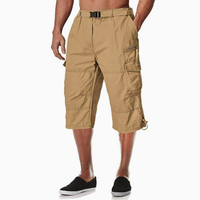 Herren 3/4 Cargo-Shorts mit Reißverschlusstaschen und Gürtelschlaufen in Khaki