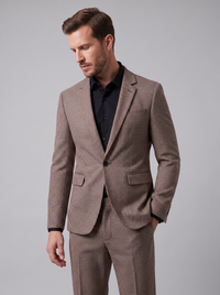 Herren-Anzugset mit Hahnentrittmuster in Khaki